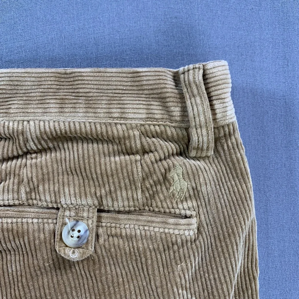 Polo Ralph Lauren Pants Mens 33x30 (33x29) Brown Corduroy Chino Stretch Straight